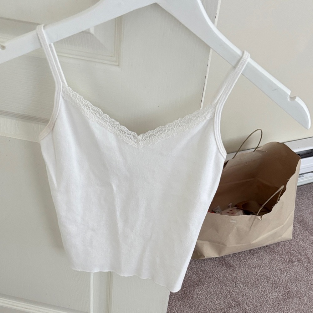 Harlow White Cami with Lace Detail